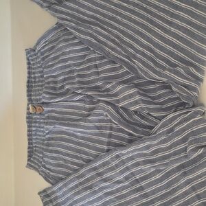 Roxy Blue and White Striped Wide Leg Pants